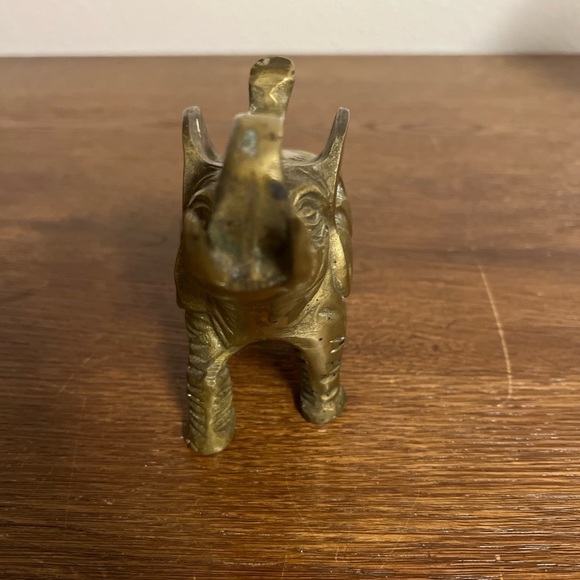 Vintage Solid Brass Elephant Figurine 5” Trunk Up Lucky Home Décor - Picture 2 of 5